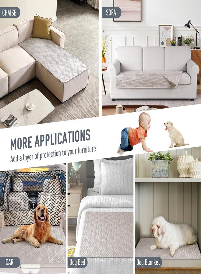 TAOCOCO 100% Waterproof Couch Cushion Cover Reversible Sofa Seat Cover for Dogs Pets Chaise Couch Cover for Sectional Sofa U Shape Couch Furniture Protector Sofa Slipcover(Loveseat, Cream) - Image 5